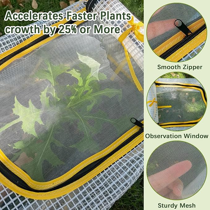 47.2" *14.6" *13.4" Foldable Garden Accelerator Plants Cover Freeze Protection for Raised Bed, Mini Greenhouse Cover with Two Air Hole, Frost Cover for Plant Vegetable Seedling Protector