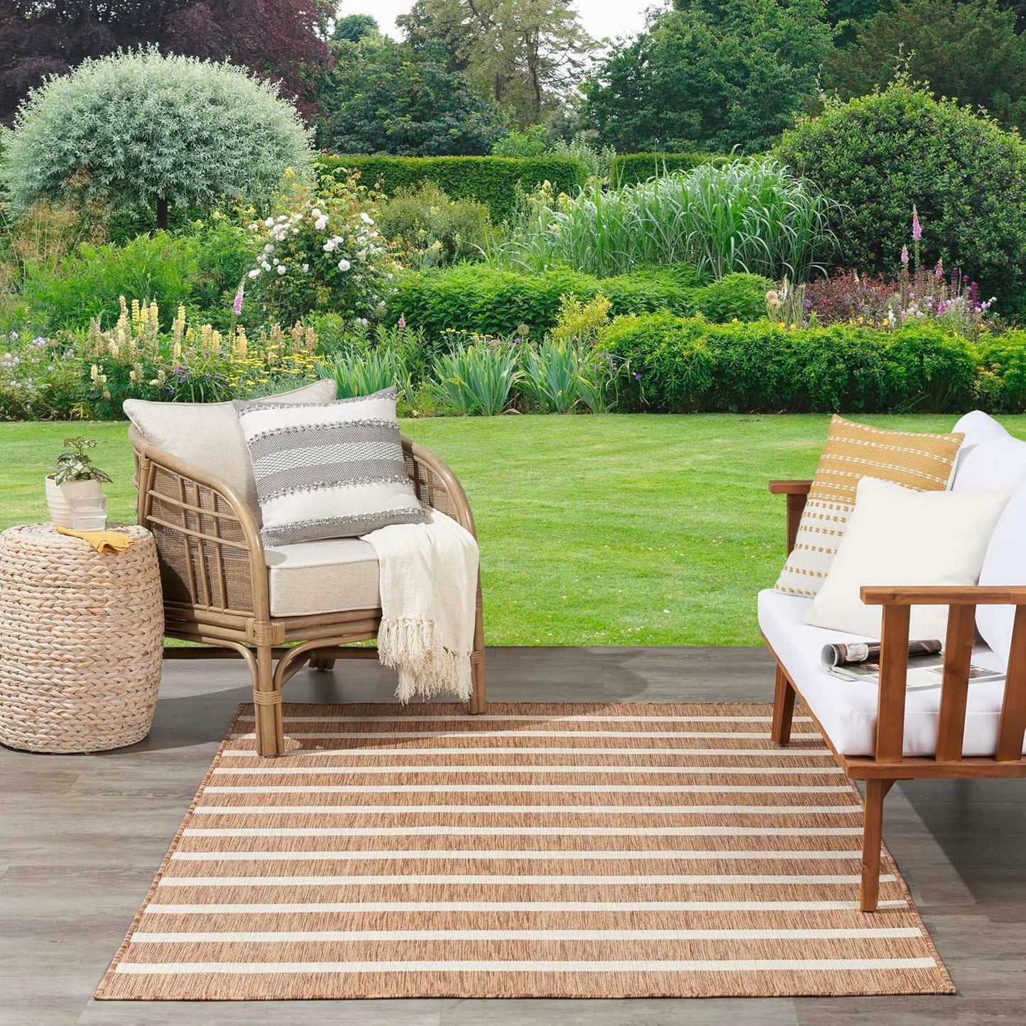 Nourison Home Positano Indoor/Outdoor Jute Ivory 9' x 12' Area Rug, Easy Cleaning, Non Shedding, Bed Room, Living Room, Dining Room, Backyard, Deck, Patio (9x12)