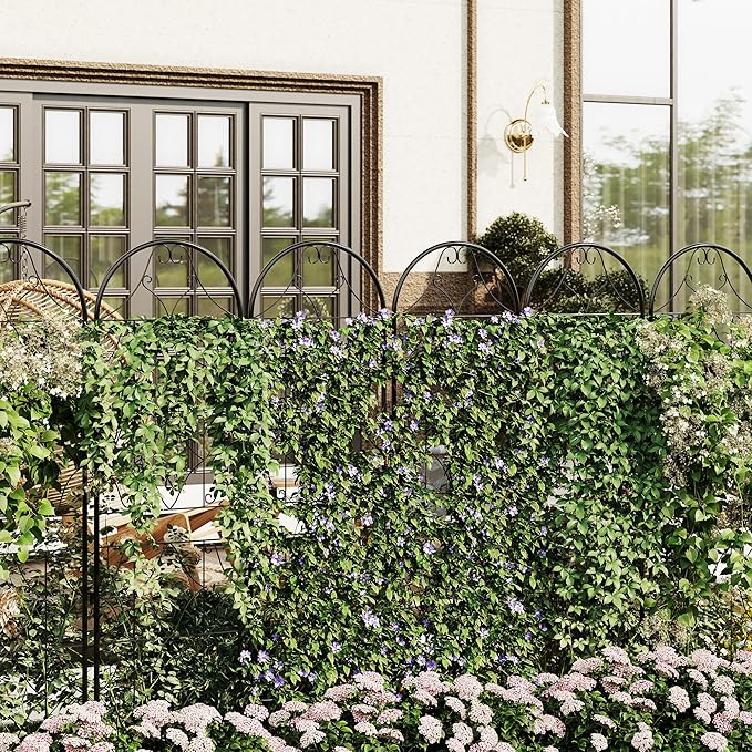 Garden Trellis 2 PCS - Tall 75 Inch x 21 Inch Metal Trellis for Climbing Plants & Vegetables | Rustproof Black Powder Coated Outdoor Plant Support | Patio Decor for Vines, Roses, Cucumbers, Tomatoes