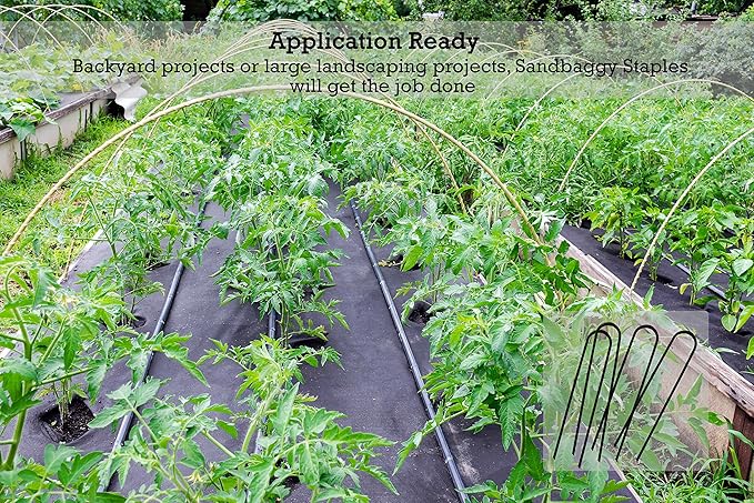 Sandbaggy Round Top 6-Inch Landscape Staples ~ SOD Garden Stakes Square Pin for Ground Cover Fabric & Drip Irrigation Tubing (100 Staples)