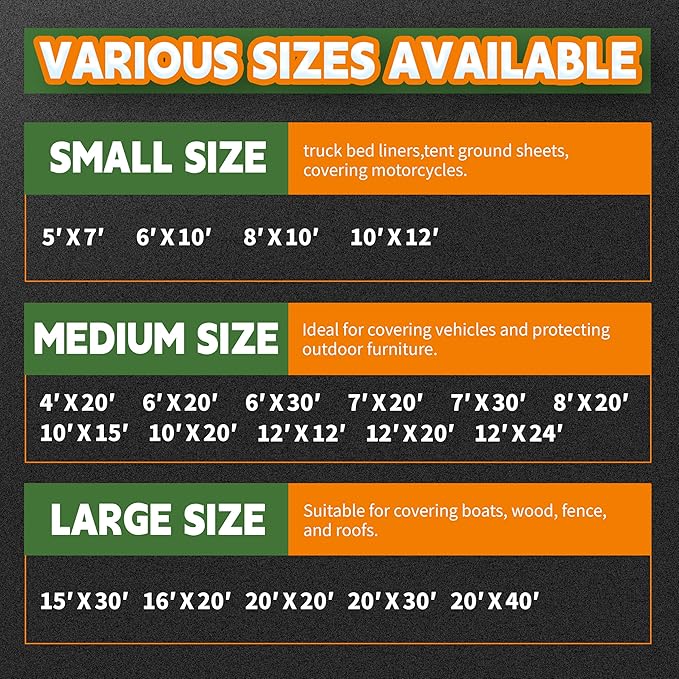 RAINDEWAY 12x12 Feet Heavy Duty Tarp,12 Mil Tan Waterproof Poly Tarp Cover,UV Resistant,Weatherproof,Durable,Multipurpose Tarps with Grommets and Reinforced Edges