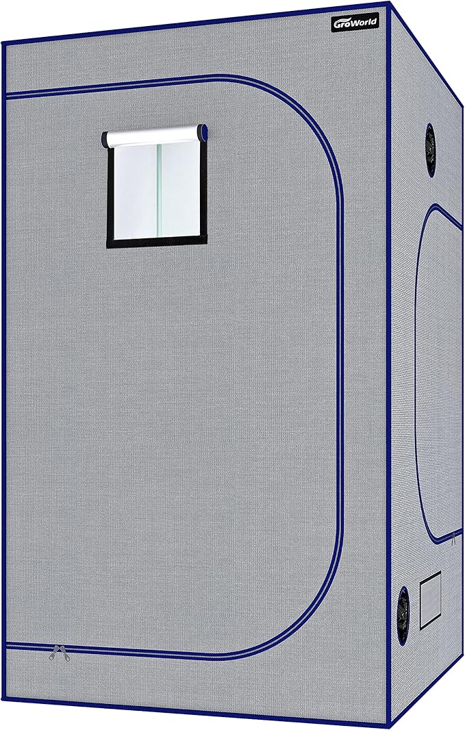 Grow Tent Kit, 48''x48''x80'' Greenhouse Tent with 19mm Poles, High Reflective 600D Mylar Hydroponic Tent with Observation Windows for Indoor Plant Growing(Gray)