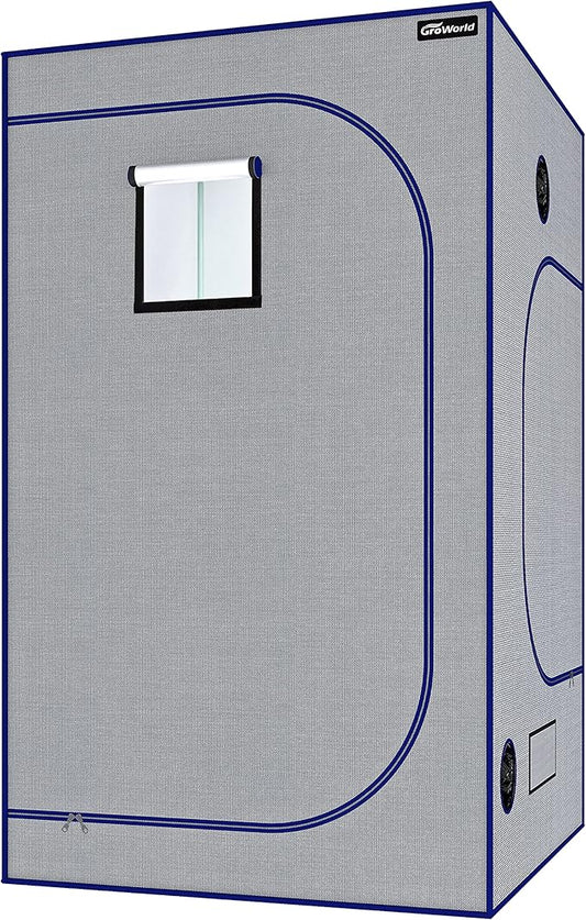 Grow Tent Kit, 48''x48''x80'' Greenhouse Tent with 19mm Poles, High Reflective 600D Mylar Hydroponic Tent with Observation Windows for Indoor Plant Growing(Gray)