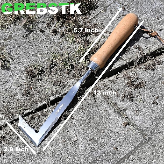 GREBSTK Crack Weeder Crevice Weeding Tool Manual Weeder Beech Handle Lawn Yard Gardening Tool