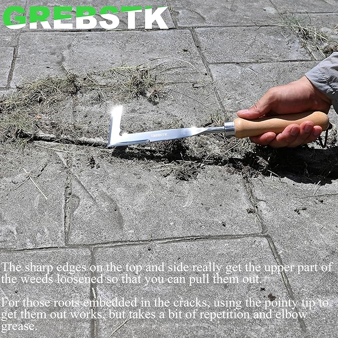 GREBSTK Crack Weeder Crevice Weeding Tool Manual Weeder Beech Handle Lawn Yard Gardening Tool
